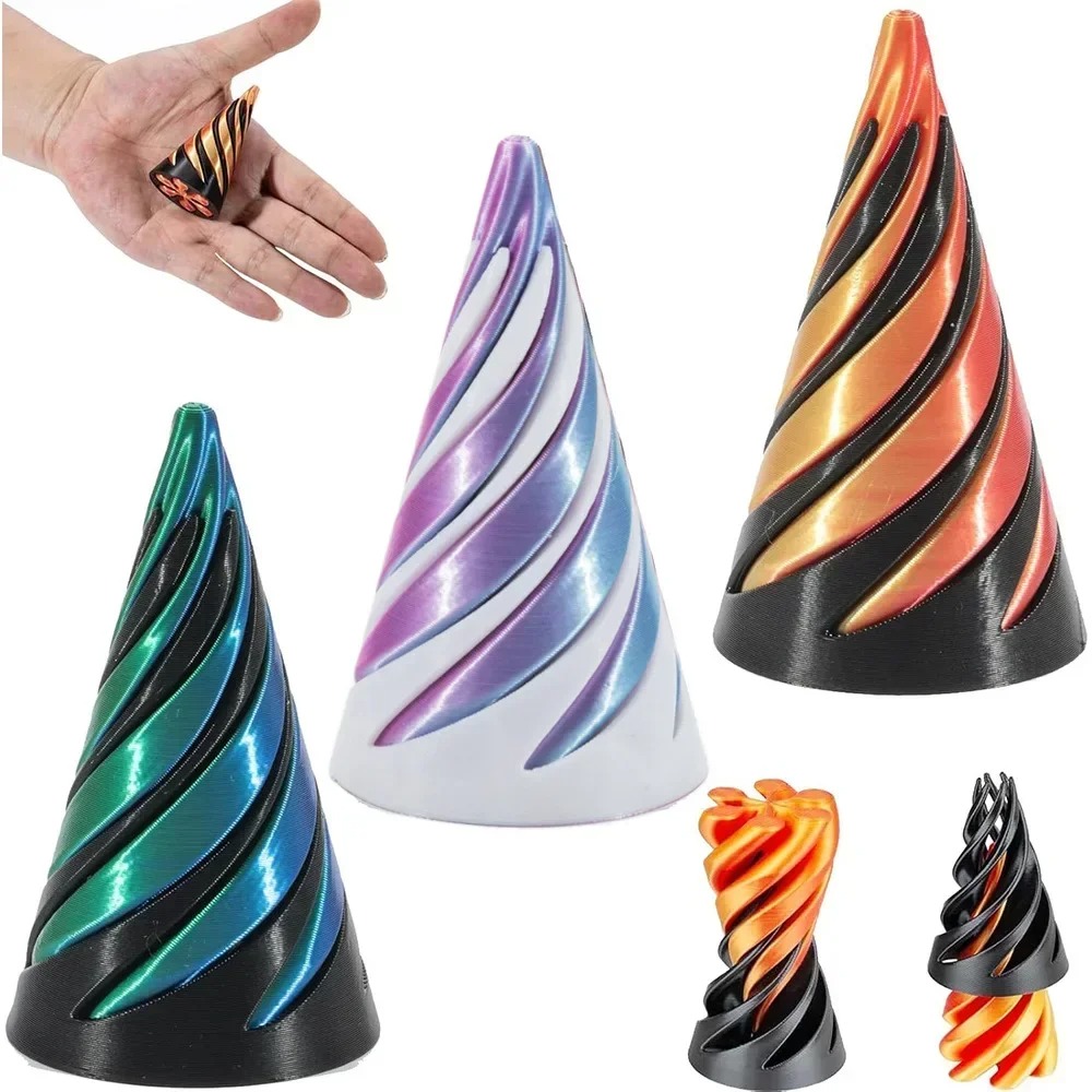 3D Printing Toys - 3D-geprint spiraalvormig kegelvormig speelgoed onmogelijke piramide