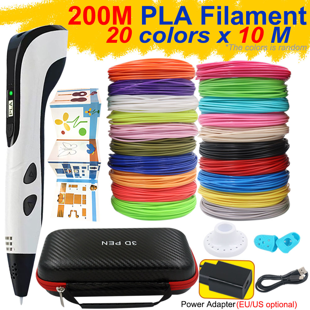 3D Printing Pen For Kids - 3D-printpen voor kinderen met stroomadapter, LCD-scherm,