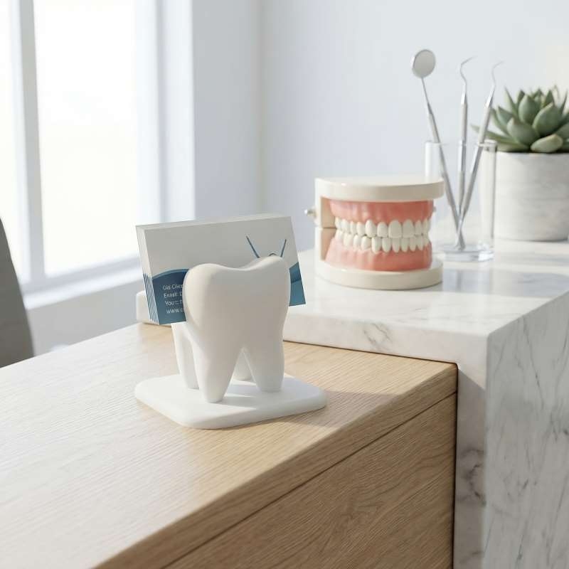 3D Printing Tooth - 3D-geprinte tandvormige visitekaartjeshouder Tandheelkundige kliniek Receptie