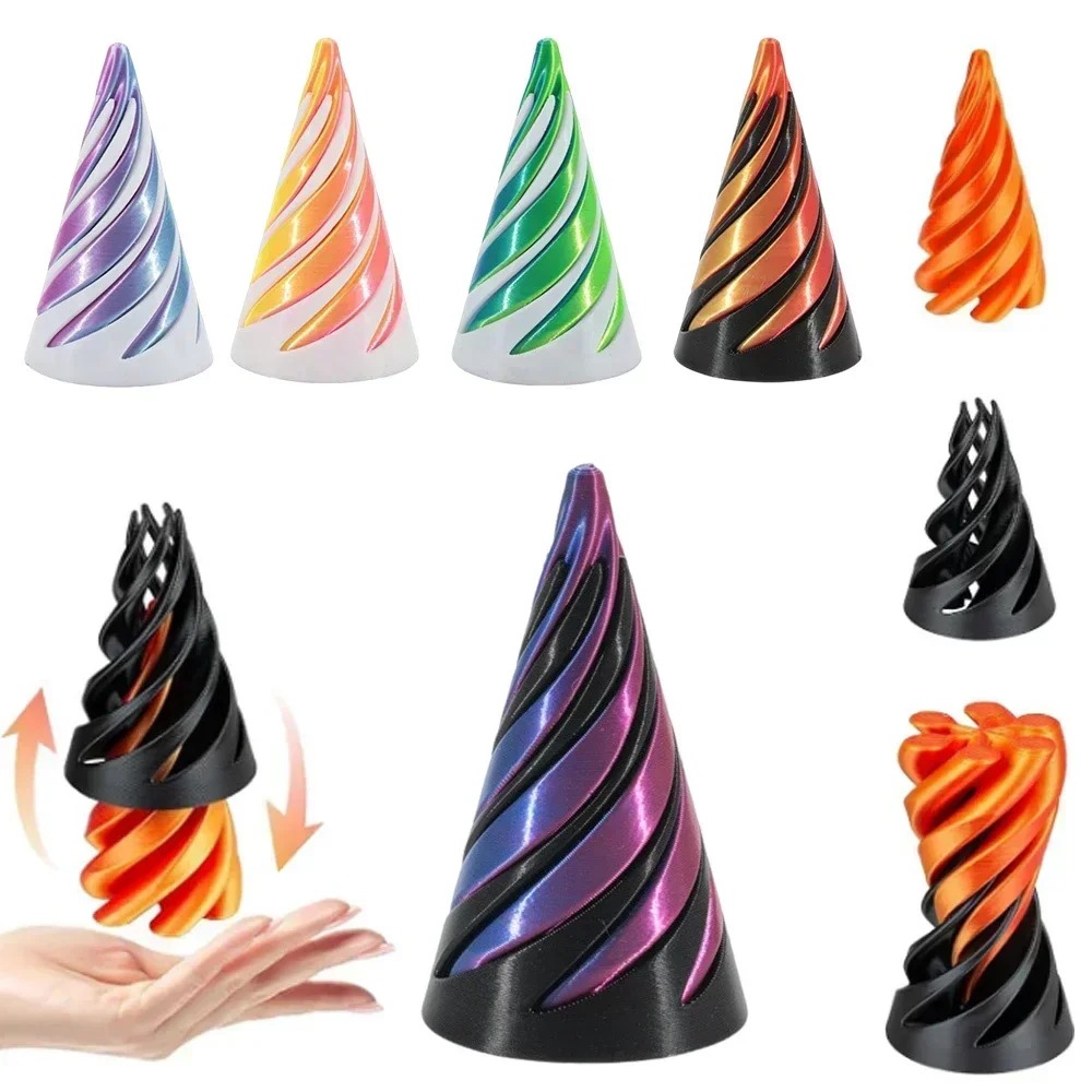 3D-geprint spiraalvormig kegel - 3D Printing Toys recensie en prijs